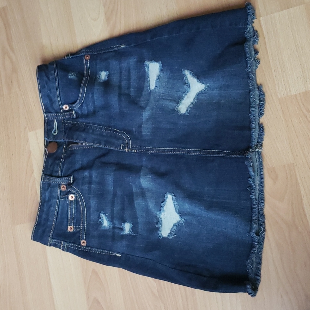 NOBO Mid Rise GIRL BLUE DENIM DISTRESSED MINI JEAN SKIRT SIZE 1